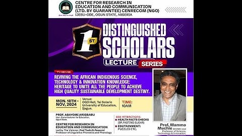 CENRECOM 1st Distinguished Scholar Lecture Series
