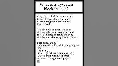 JAVA : What is a try-catch block in Java? SDET Automation Testing Interview Questions & Answers