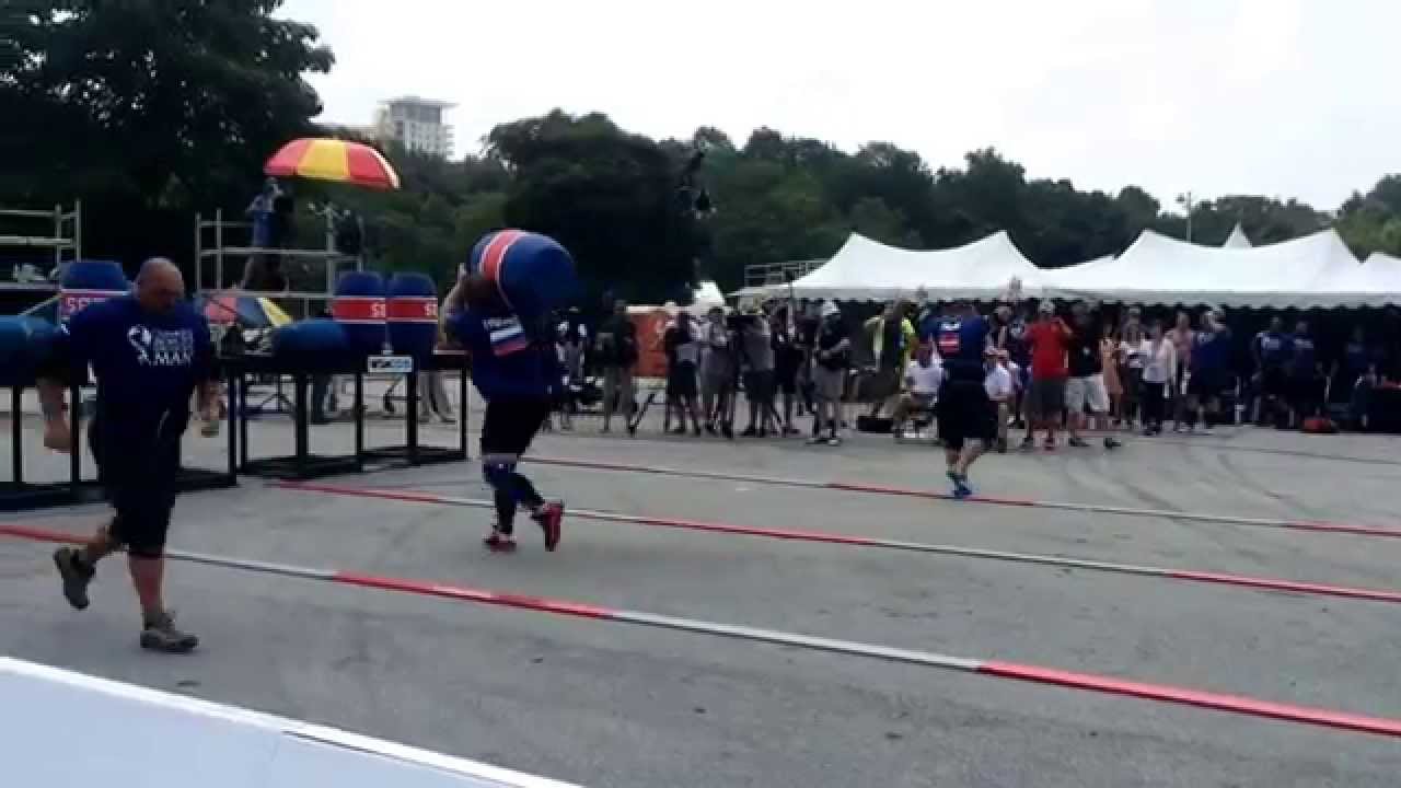 2015 worlds strongest man loading race group 4, both heats