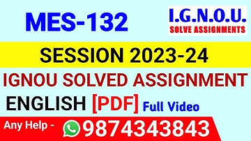 MES 132 Solved Assignment 2023-24 English, MES 132 Solved Assignment 23-24, MES-132 Assignment