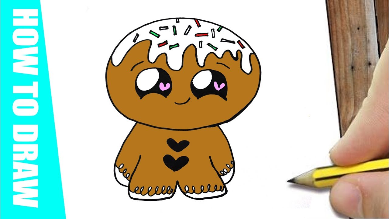 Hoe Teken Je Een Gingerbread Poppetje? How To Draw A Gingerbread Man Kawaii  - Youtube