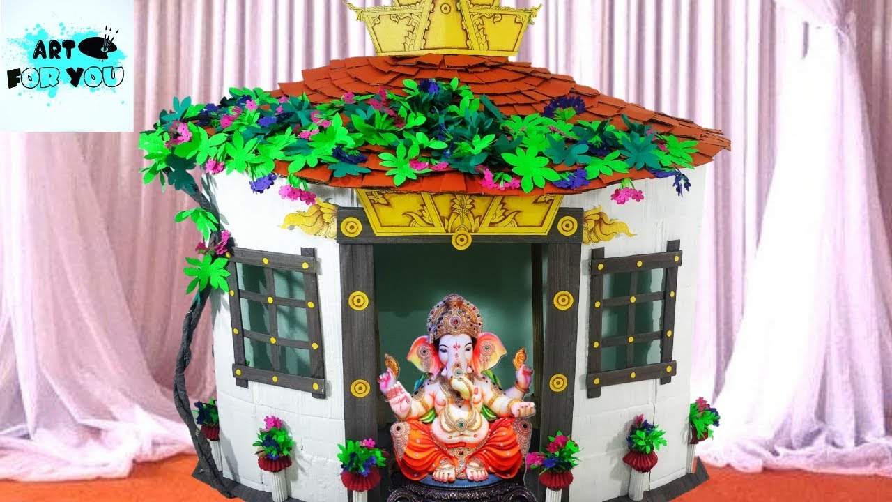 Easy Ganpati Decoration Ideas For Home 2019 | Ganesh decoration ...