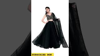 Self Design Semi Stitched Lehenga Choli & Dupatta Set  (Black, Silver) #shortsvideo #fashion #viral