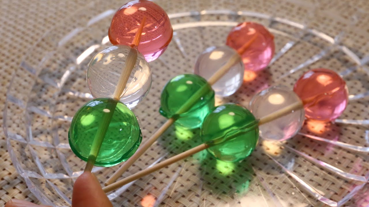 Agar Jelly DIY Hanami Dango edibe Orbeez アガーゼリー 花見団子 - YouTube