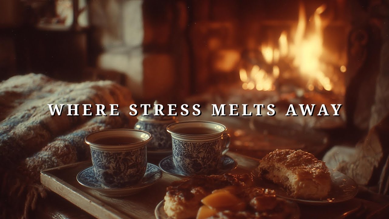 70 Minutes Cozy Fireplace Ambience 🔥 Soft Violin & Piano + Crackling Fire (Study / Sleep / Relax)