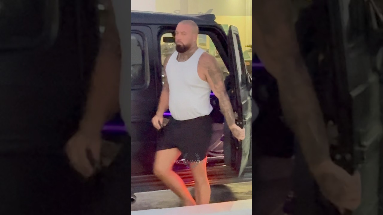 Big Tattooed Boss billionaire getting out his GWagon at Puerto Banus 