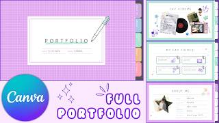Cute animated portfolio slides in canva
