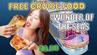 ALL the FREE FOOD on Royal Caribbean Wonder of the Seas 7 Day Cruise Ship! Food Vlog & Review
