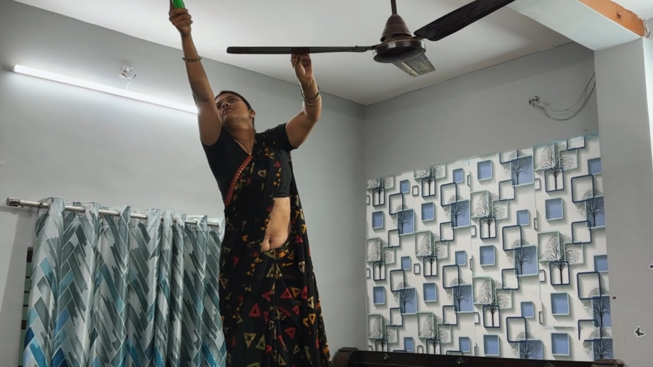 🌺Easy to clean ceiling fan cleaning // saree navel vlog #fancleaning