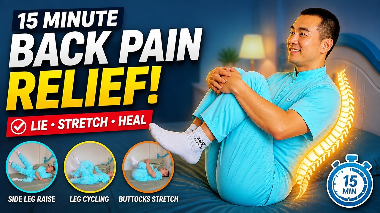15mins Lying Down Lumbar Exercise | Natural Lower Back Pain Relief ...