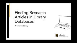 Journalism Library: Finding Research Articles in Library Databases