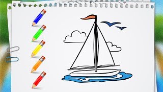 Coloring Pages Sailing Vessel Yacht Learn How To Draw and Paint Coloring Book - Art for kids