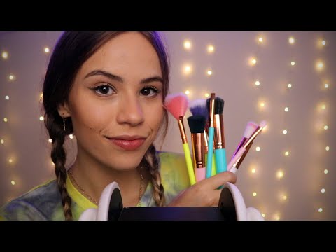 ASMR muitos SONS DE BOCA [com PINCEL na TELA]