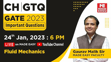 GATE Through Questions(GTQ)|GATE 2023 | CH | Fluid Mechanics | By Gaurav Malik Sir | MADE EASY