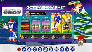 Sonic Speed Simulator News & Leaks! 🎃 on X: NEW: Gotta' Snow Fast  introduces Nine (Tails from #SonicPrime) and Santa Sonic for the Festive  Season! ❄️ Also, 'Elf Chao' and a 'Jolly