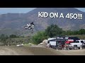 KID RIDING A 450 ON THE PRO TRACK!!!