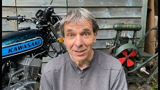 Old clock repair and  Kawasaki S3 500 twin ride