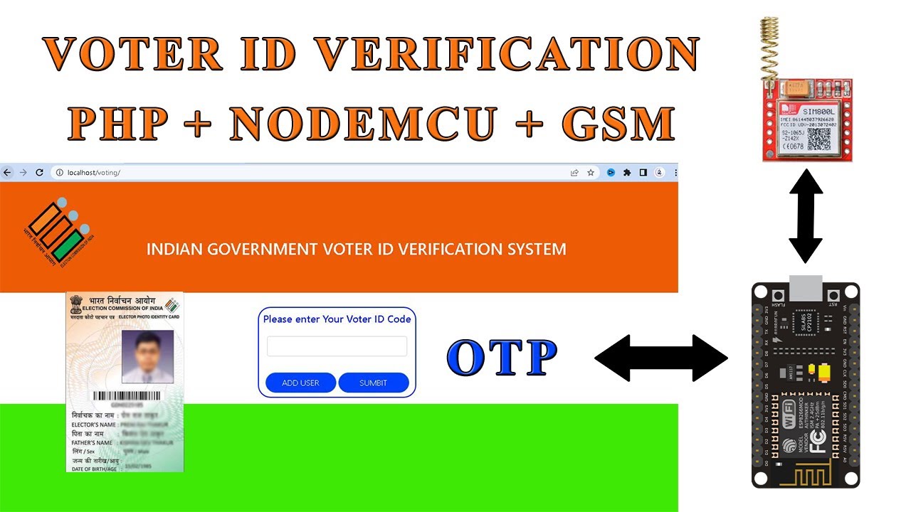 VOTER  ID Verification System Using PHP, MYSQL, Nodemcu and GSM800l Module | M42 TECH
