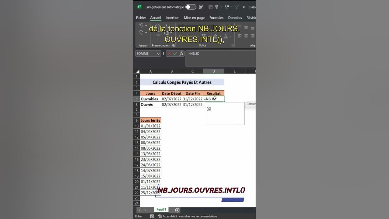 Compter Les Jours Ouvres Entre 2 Dates