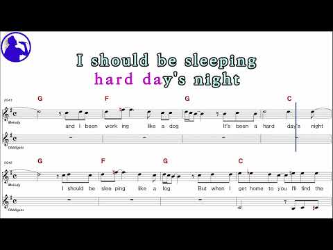 Beatles-A hard day's night karaoke sheet music,MR for players,chord,chorus,Lyrics add(Ye karaoke)