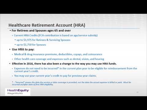 Introduction to your Healthcare Retirement Account (HRA) and Wageworks  - NCRO Insurance Committee