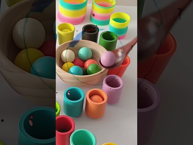😃✨️Super Colorful🌈 Wooden Balls Asmr Toys video #shorts #toddlers #learncolors
