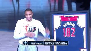 Russell Westbrook Receives A Special Wizards Jersey For 182 Triple-Doubles!