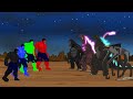 Color Team Hulk vs Team Godzilla-Kong-MuTo-Shin Godzilla [HD] | Godzilla Cartoons