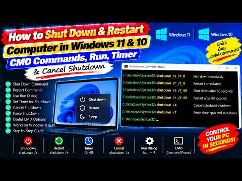 How to Shut Down & Restart Computer in Windows 11 & 10 CMD Commands, Run, Timer & Cancel Shutdown