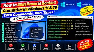 How to Shut Down & Restart Computer in Windows 11 & 10 CMD Commands, Run, Timer & Cancel Shutdown