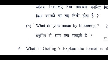 CBLU Bsc 6th semester physics (optics) question paper 2022
