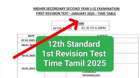12th Standard 1st Revision Test Time Table 2025 | Tirupattur District