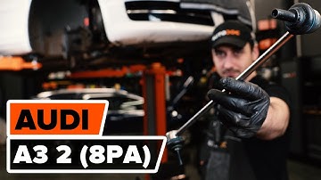 Hoe een vooraan stabilisatorstang vervangen op een AUDI A3 2 (8PA) [HANDLEIDING AUTODOC]