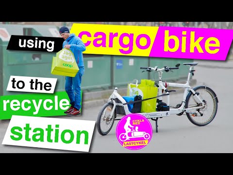 Lastcykel till källsorteringen, using cargo bike to recycle station @cyklamedlastcykel3882