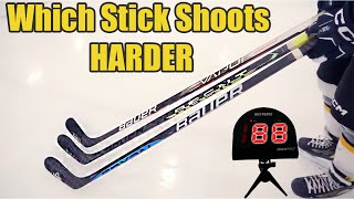 Which Bauer hockey stick has the HARDEST SHOT - AG5NT SYNC or Hyperlite? Radar Kick Point Speed Test