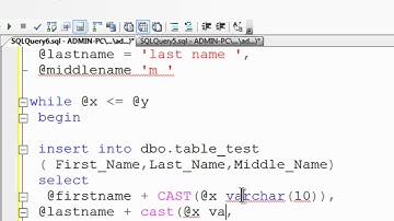 SQL Server Express 2008 R2 Tutorial 6 - Inserting Data In Tables Using The While Loop