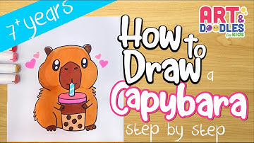 How to draw a CUTE  CAPYBARA | Art and doodles for kids