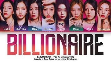BABYMONSTER - BILLIONAIRE | OT8 version | Karaoke + Color Coded Lyrics + Line Distribution
