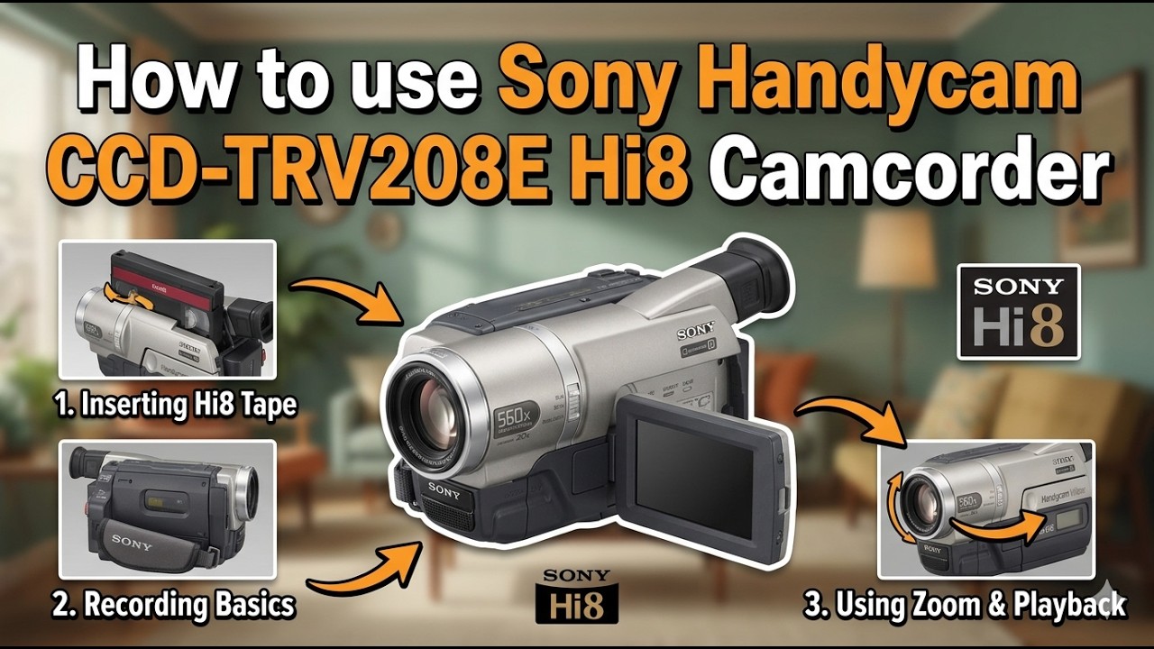 How to use Sony Handycam CCD-TRV208E Hi8 Camcorder - YouTube