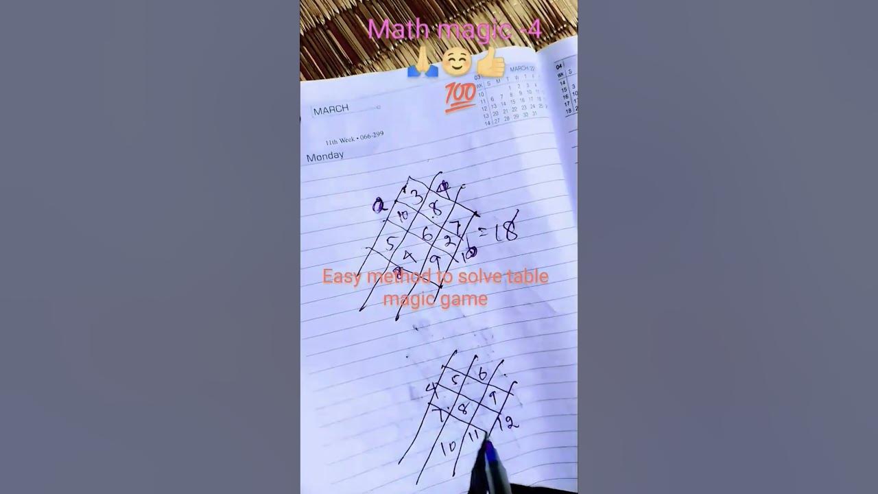 Math magic 4 how to solve table math by drawing some lines 3 numbers 