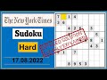 New York Times Hard Sudoku Aug 17, 2022 -  Step By Step Solution