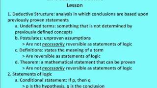 1.7 & 8 Deductive Structure and Statements of Logic (Lesson)
