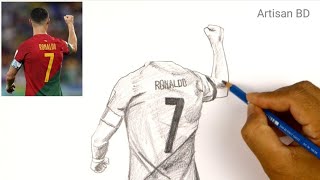 Drawing of Cristiano Ronaldo, Ronaldo Pencil Sketch, Cr7 From FIFA World Cup Qatar 2022