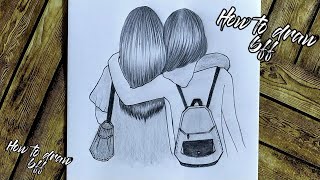 رسم بنات|رسم سهل |تعلم الرسم | تعلم رسم صديقات|تعليم رسم افضل صديقات|how to draw best friends  bff