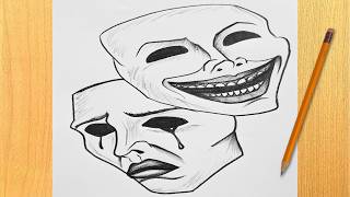 Easy Drawing Mask of Smiling and Crying || Flash Art
