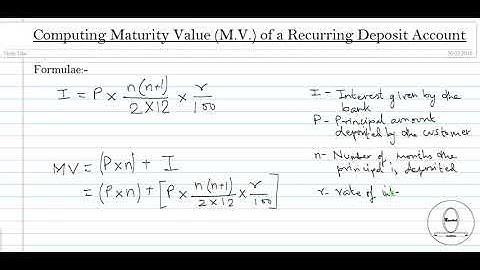 MATHEMATICS | BANKING | Computing Maturity Value (MV) of a Recurring Deposit Account