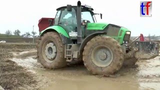 Deutz-Fahr Tractors / Traktoren m. Krampe Erdbaukipper, Winnenden 16.02.2016.