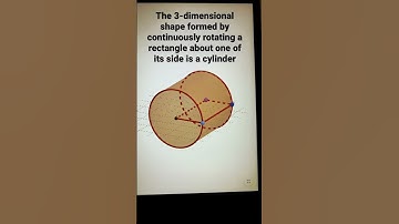 The 3-dimensional shape formed by continuously rotating a rectangle about its side is a cylinder