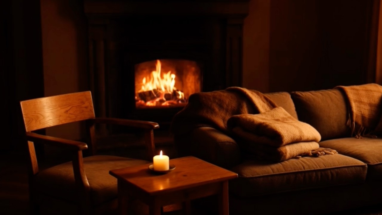 Valentine's Day 💕 Cozy Fireplace Night 🔥 Warm Jazz & Soft Candlelight for Relaxing Evenings Together