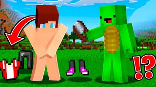 How Mikey Pranked JJ with SHEARS in Minecraft! - Maizen